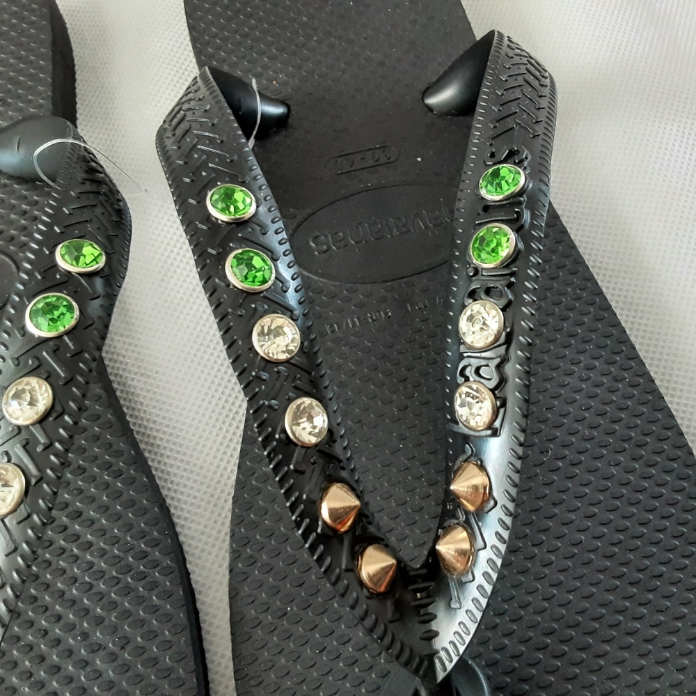 Havaianas Top Black Studded "Irish Flag" - 2 Sizes - Picture 3 of 6